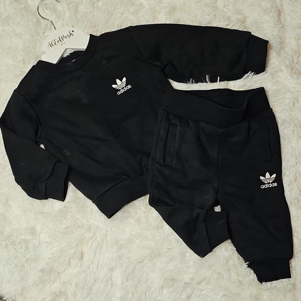 Adidas Kids Black Joggers and Sweatshirt Set